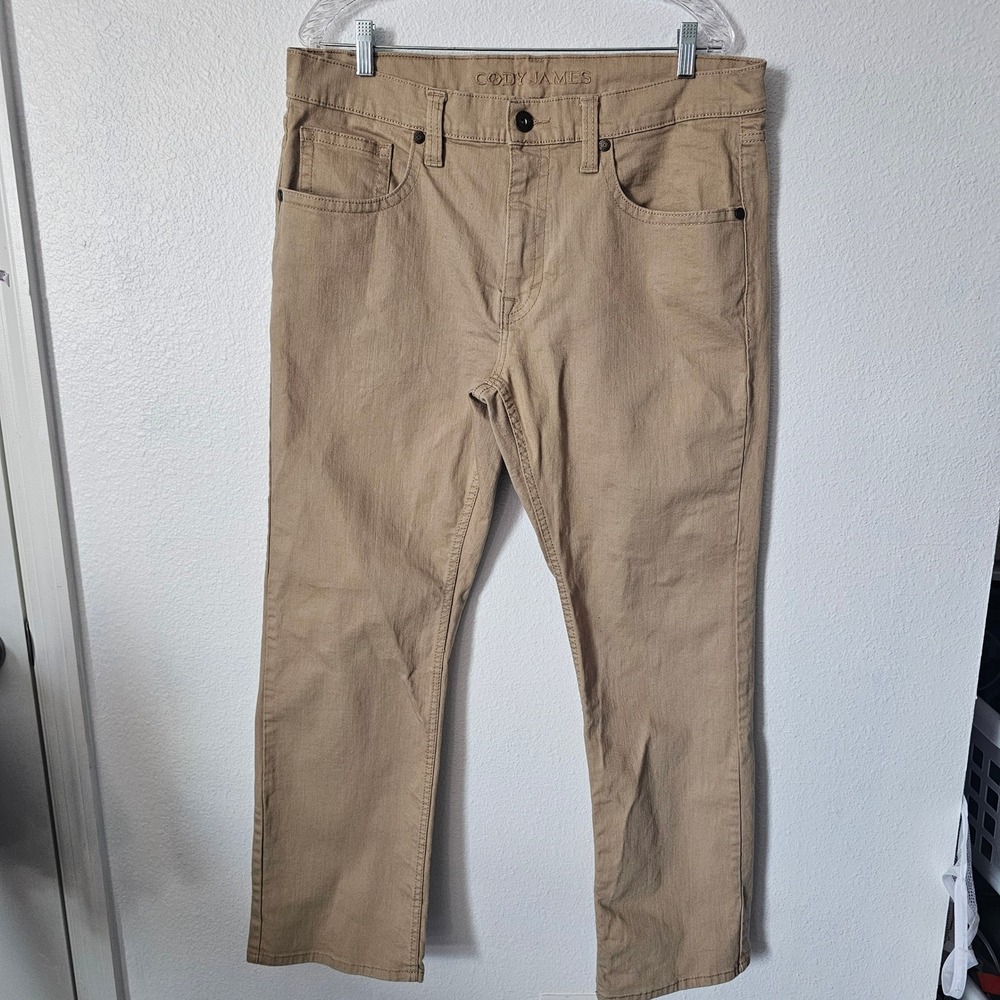 Cody James Mens Khaki Tan Straight Leg Stretch Denim Pants 36x30 RN138823